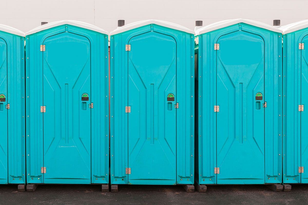 Industrial portable restroom units at a plant in Deridder, Louisiana