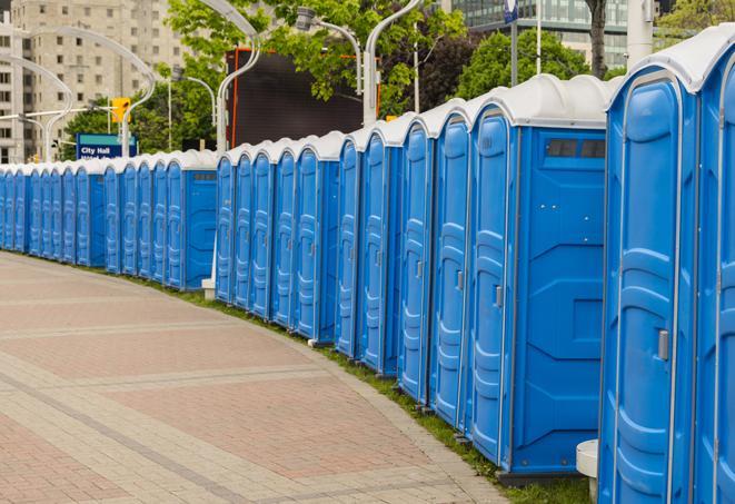 Seasonal porta potty units set up at a Deridder, Louisiana venue
